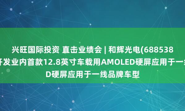 兴旺国际投资 直击业绩会 | 和辉光电(688538.SH)：已开发业内首款12.8英寸车载用AMOLED硬屏应用于一线品牌车型